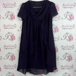 Foret dress cowl neck swoop darling draping Elegant Dark Purple Midi Dress